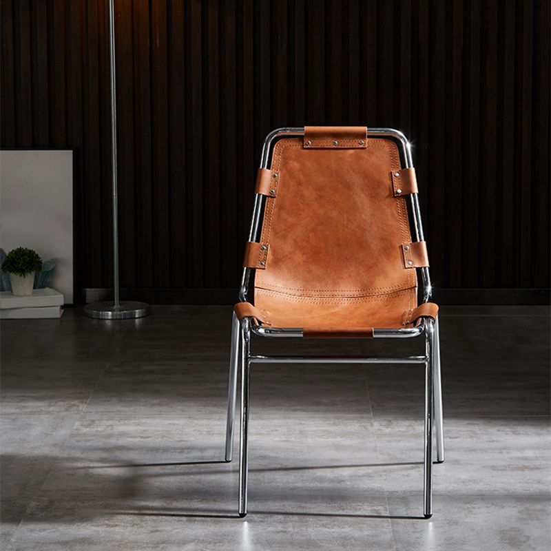 Contemporary Kitchen Dining Chairs Faux Leather Side Chairs with Silver Legs