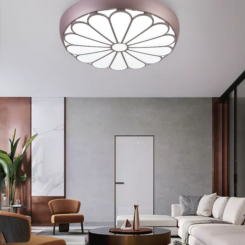 Floral Metal Circular Flush mount Ceiling Lamp Modern Style LED Flush Mount Lighting for Bedroom