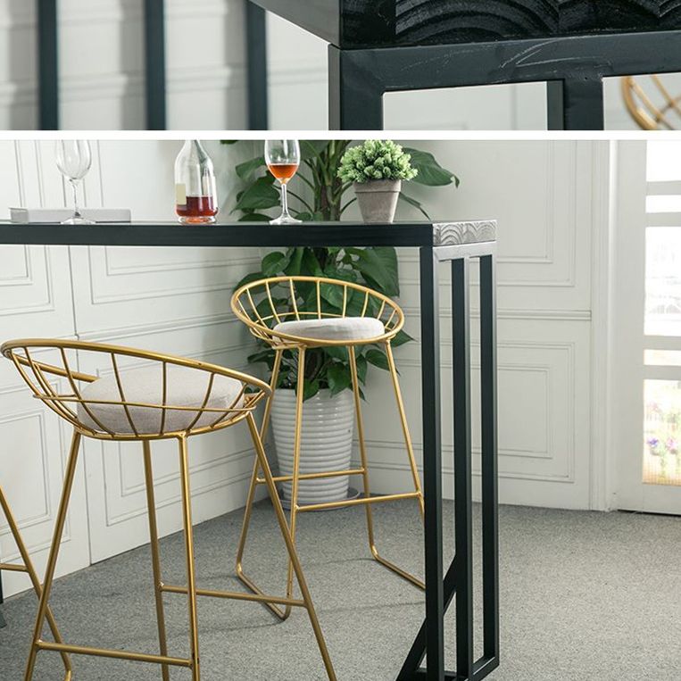 Contemporary Bar Stool White Cushion Barstool with Metal Legs