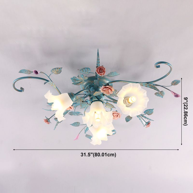 Plafonnier rétro traditionnel avec abat-jour en verre, luminaire encastré pour chambre à coucher et salon