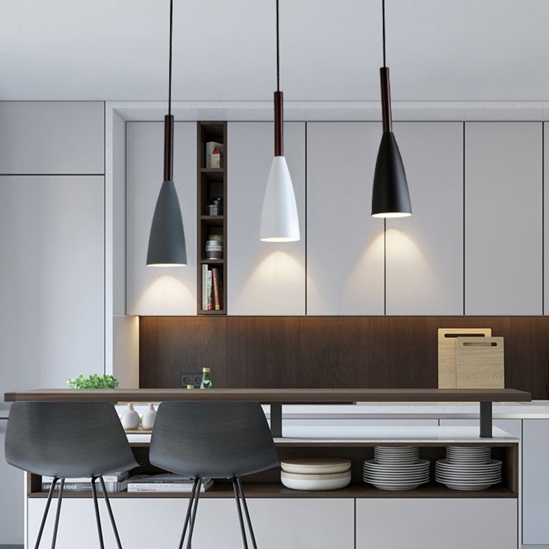 Cone Shape Hanging Lighting Modern Style Metal 1 Light Pendant Lamp for Bedside