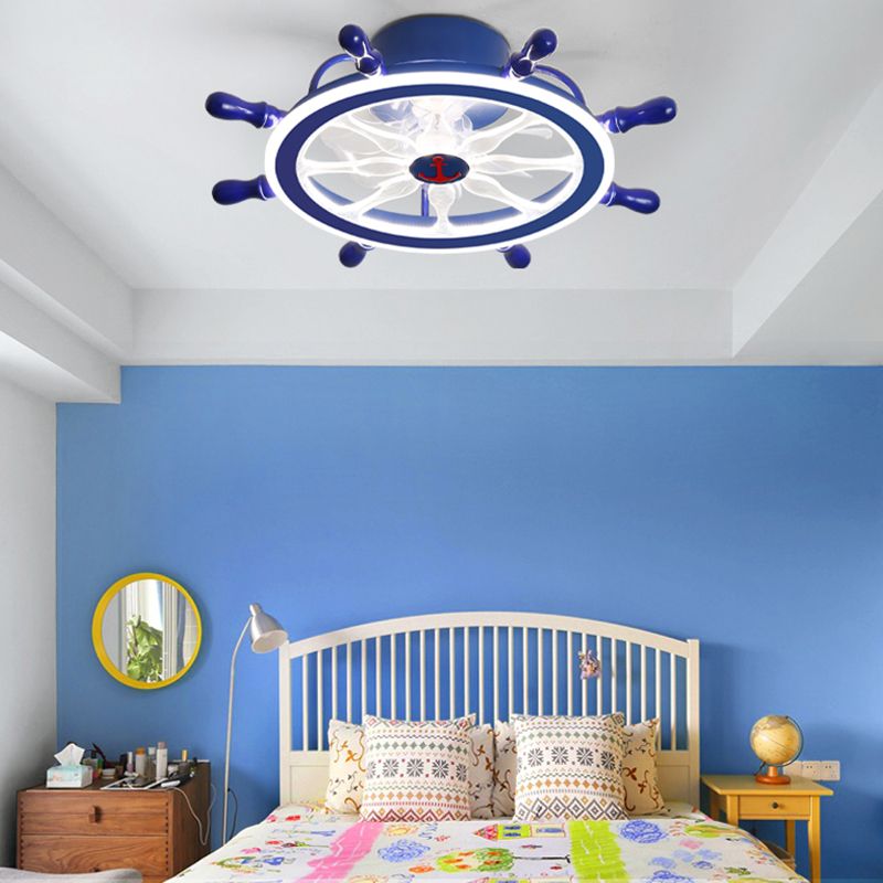 Modern Metal Ceiling Fan Lamp LED Flush Mount Ceiling Light with Clear Fan Blade