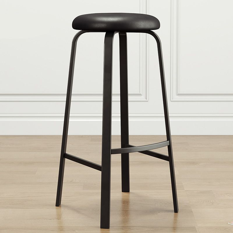 Modern Armless Stackable Counter Stool Iron Cafe Bar Stool with Cushion and Pedal