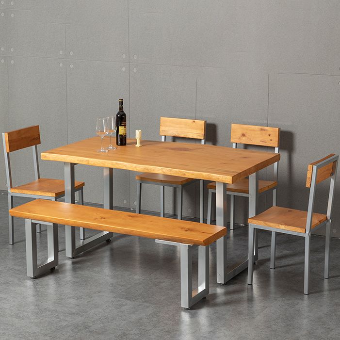 Industrial Dining Table Set 1/4/5/6 Pcs Solid Wood Dining Table and Chairs