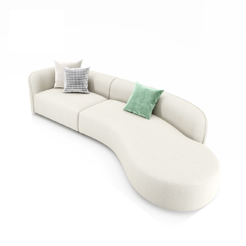 Nordic Stationary Living Room Tuxedo Arm White Curved Sofa Chaise