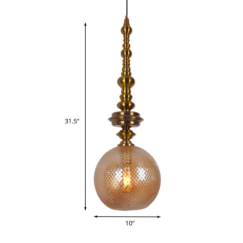 Pendentif plafond de balle traditionnel Ambre / verre fumé 1 ampoule suspendue pour couloir pour le couloir