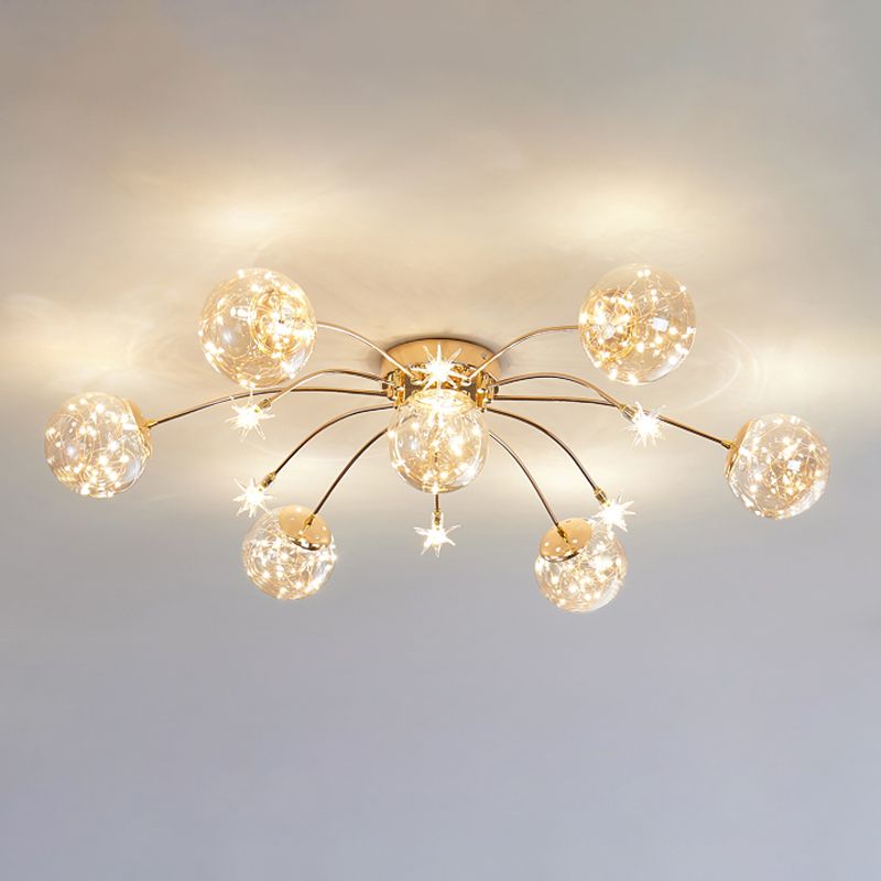 Plafonnier LED de forme radiale, montage encastré en fer moderne pour salon et chambre à coucher