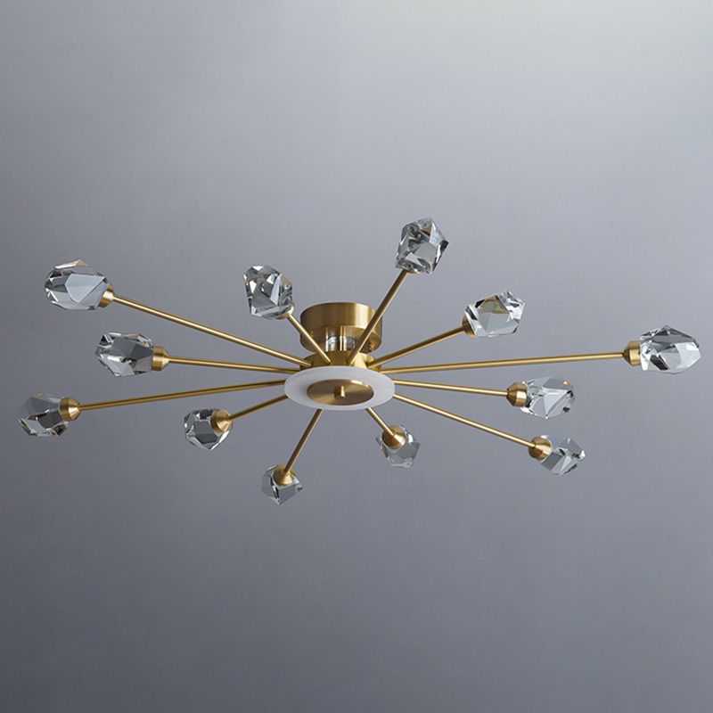 Contemporary Tapered Flush Light Fixture Crystal Flush Mount Ceiling Fixture in Gold
