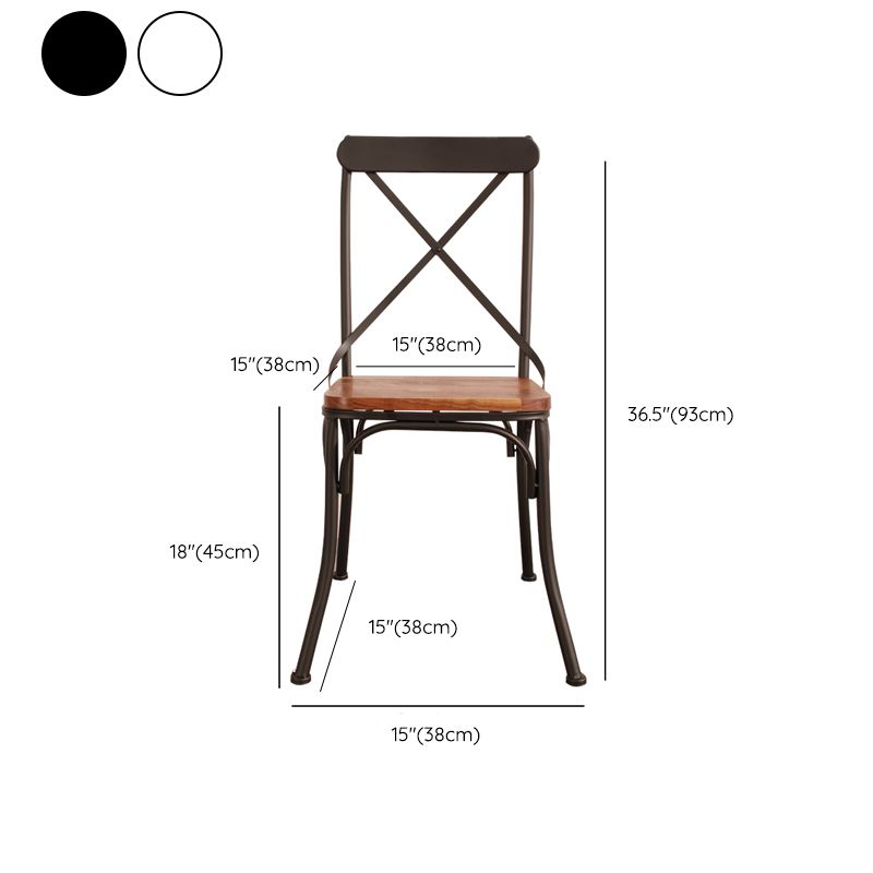 Industrial Cross Back Side Chair Metal Dining Armless Indoor Chair