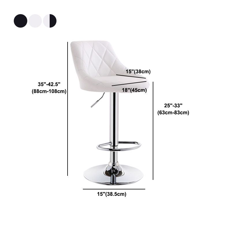 Scandinavian Metal Barstool Low Back Faux Leather Cushion Stool with Iron Base for Bar