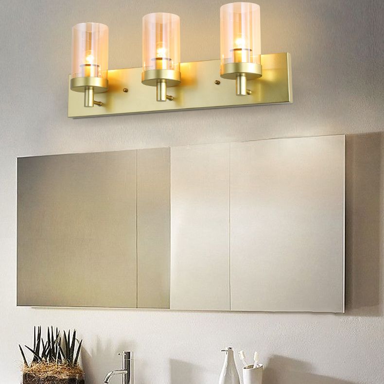 Vintage -Stil Eitelkeitspiegel Lichter 3 Leuchten Wandmontierte Spiegel Frontlampe im Glasschatten