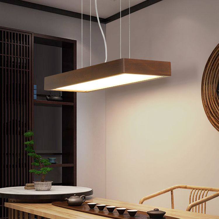 Rechthoek kroonluchter verlichtingsarmaturen eigentijds hout 1 lichte eiland kroonluchter