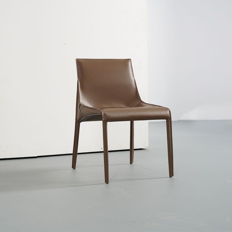 Designer Style Leather Dining Chair Matte Finish Parsons Dining Side Chair