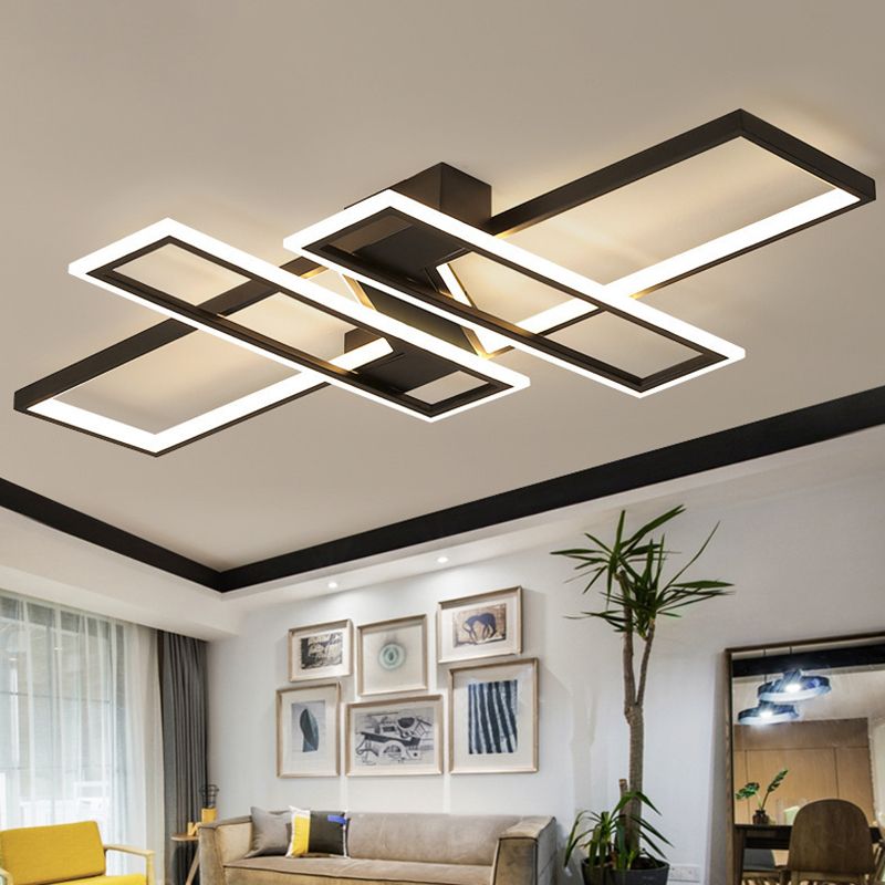Lámpara semi empotrada de acrílico moderna para sala de estar con marco LED y luz de montaje en techo
