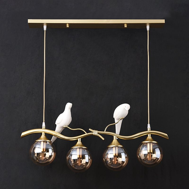 Nordic Modern Island Lamp Round Glass Shade Chandelier Light Fixture for Dining Room