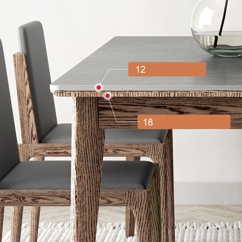 Minimalist 1/4/5/6 Pieces Dining Room Table Rectangular Solid Wood Top Dining Chairs Set