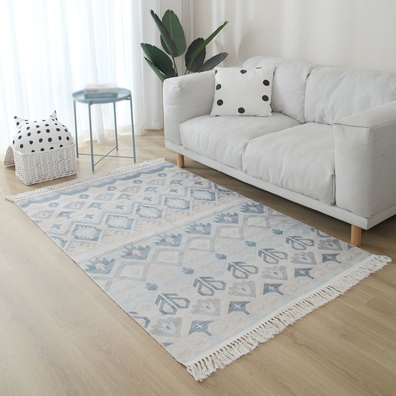 Multicolor Bohemian Area Carpet Cotton Ethnic Print Indoor Rug Washable Carpet for Living Room
