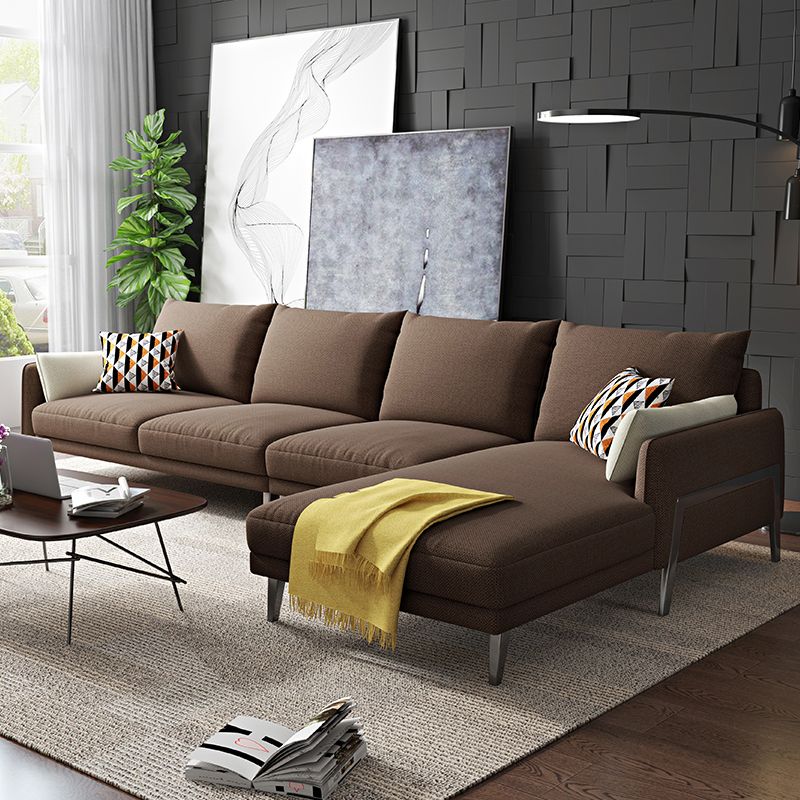 Modern Sectional with Linen Blend Pillow Back and Pillow Top Arms for 4 People