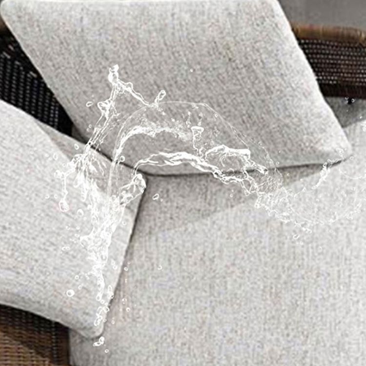 Rattan Outdoor Patio Sofa Wood Tropical Patio Sofa with Cushions