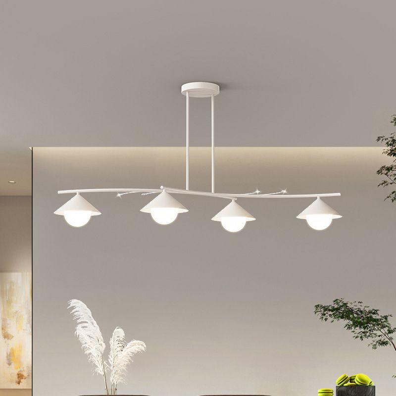 Modernism White 4-Light Kitchen Island Lighting Shaded Island Pendant Lighting