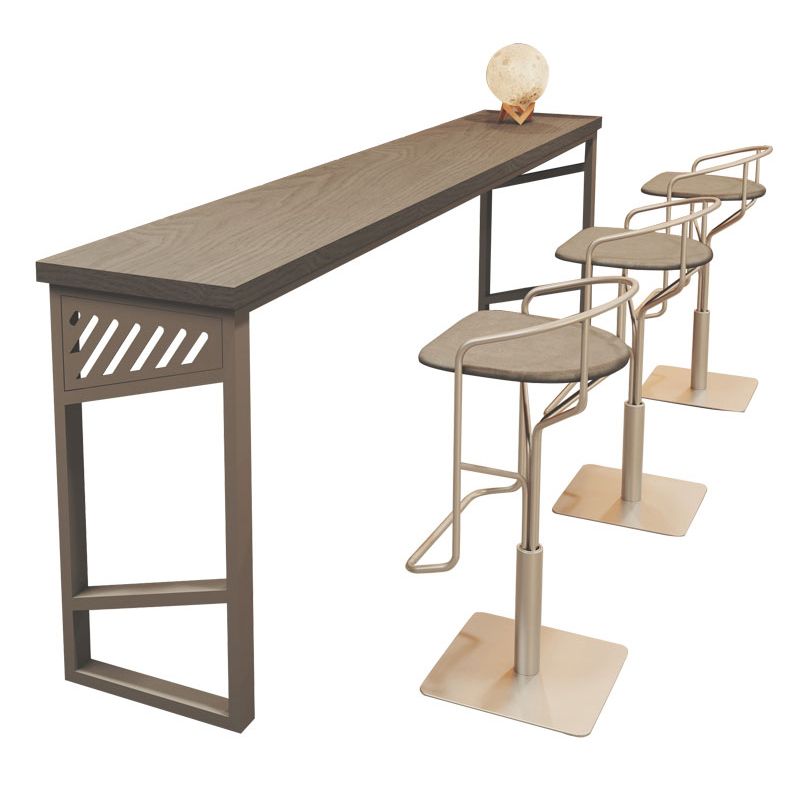 Industrial Style Rectangle Bar Table Solid Wood Fixed Bar Dining Table