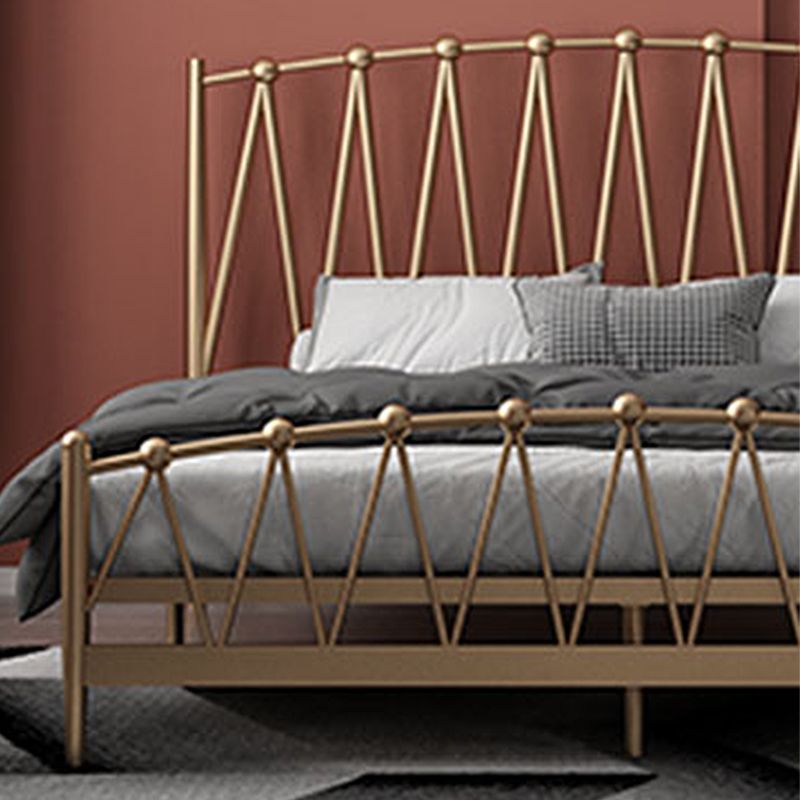 Glam Iron Frame Bed with Open-Frame Arched Headboard and Metal Legs