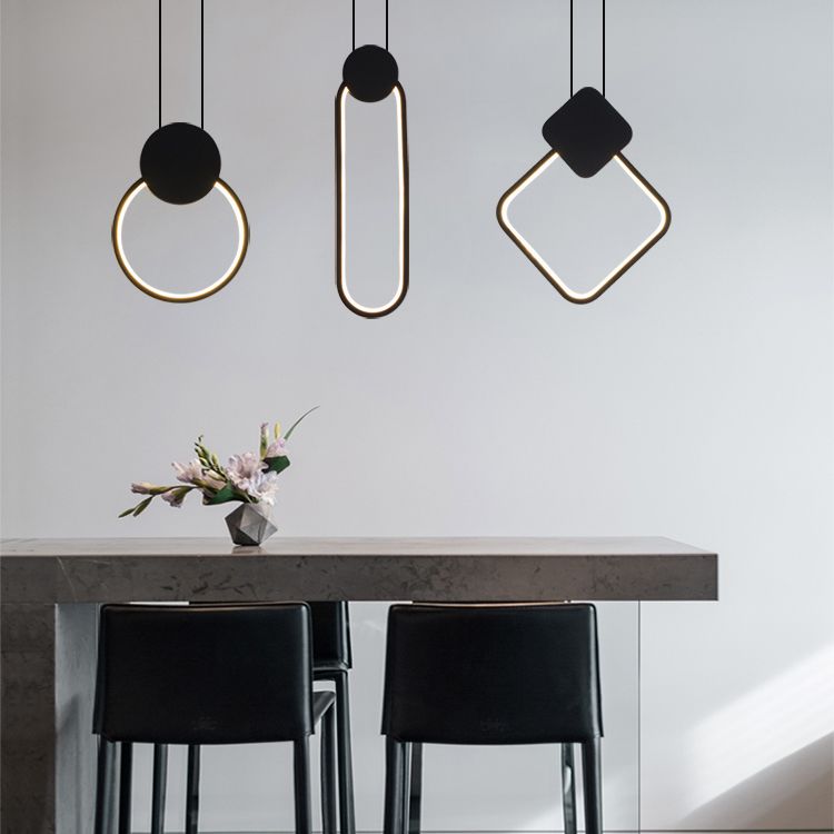 Geometrieform Pendelleuchte zeitgenössische Metall 1 Licht Anhänger Beleuchtung in Schwarz