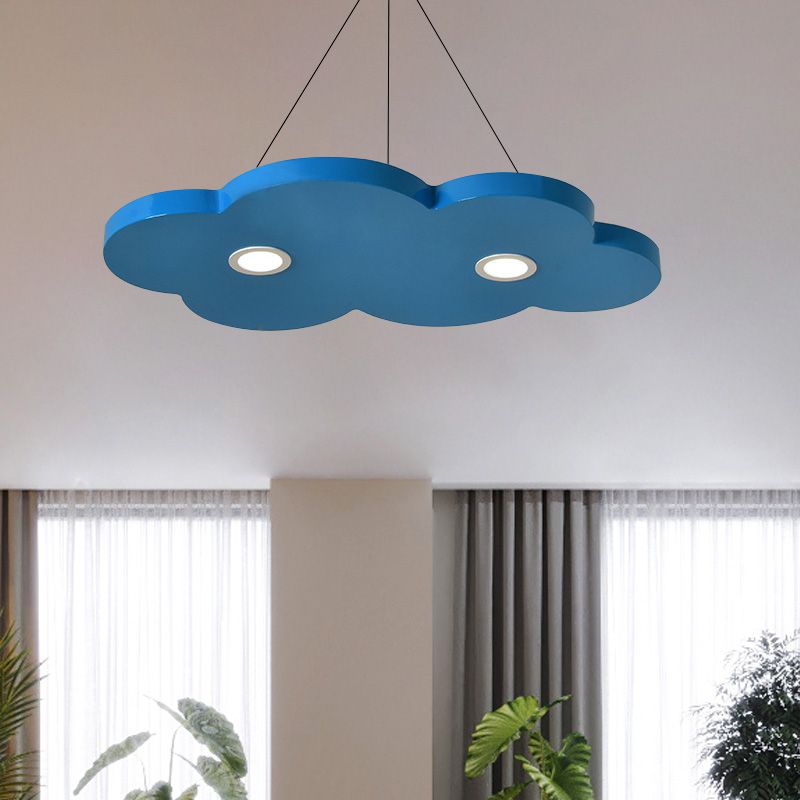 Cartoon Style Cloud Chandelier Lighting Metallic 12.5"/19.5" W LED Living Room Pendant Lamp in Yellow/Orange