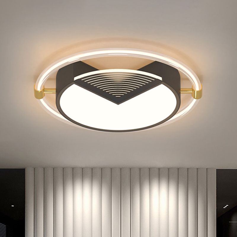 Salle géométrique Ceiling Fixture Acrylique LED Flush contemporain Mount Light en noir