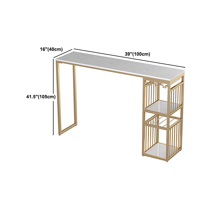 Luxurious Rectangle Marble Bar Table Set 1/3 Pieces Counter Table with Metal Stools