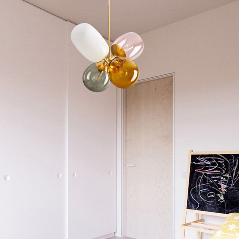 Buntes Glasschatten 4-leichter Anhängerlampe postmoderner Kunst dekorativ