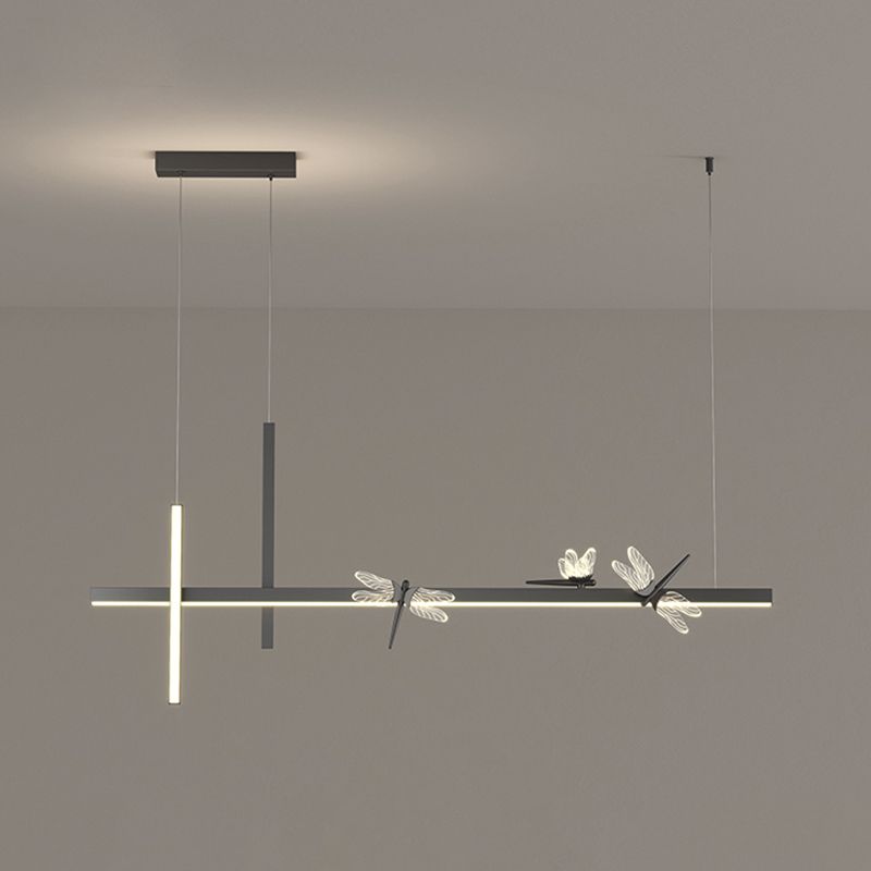 Luces de isla colgantes de libélula ultra contemporánea accesorios de iluminación de araña acrílica para restaurante