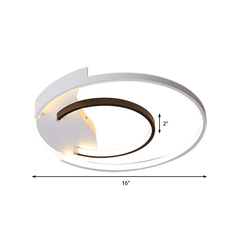 Luces de techo únicas blancas modernas con iluminación empotrada de doble anillo de 16 "/ 19,5", ajuste continuo/cálido/blanco