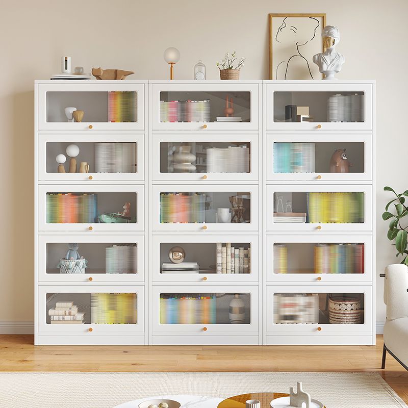 Bibliothèque de style contemporain à étagère blanche avec porte pour le bureau à domicile