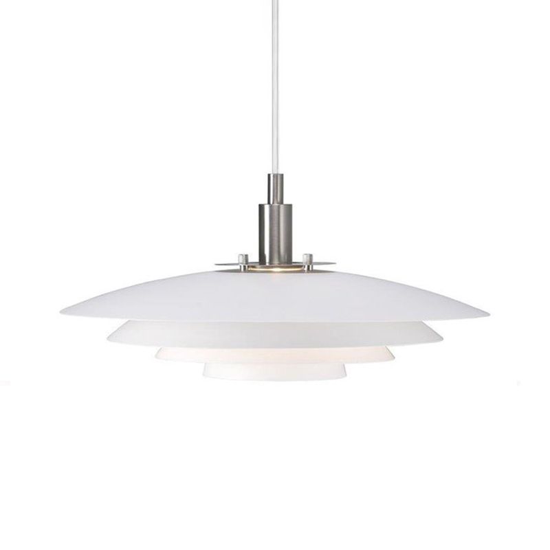 Modern Style Pendant Light Layered White Metal Hanging Lamp for Restaurant Bedroom