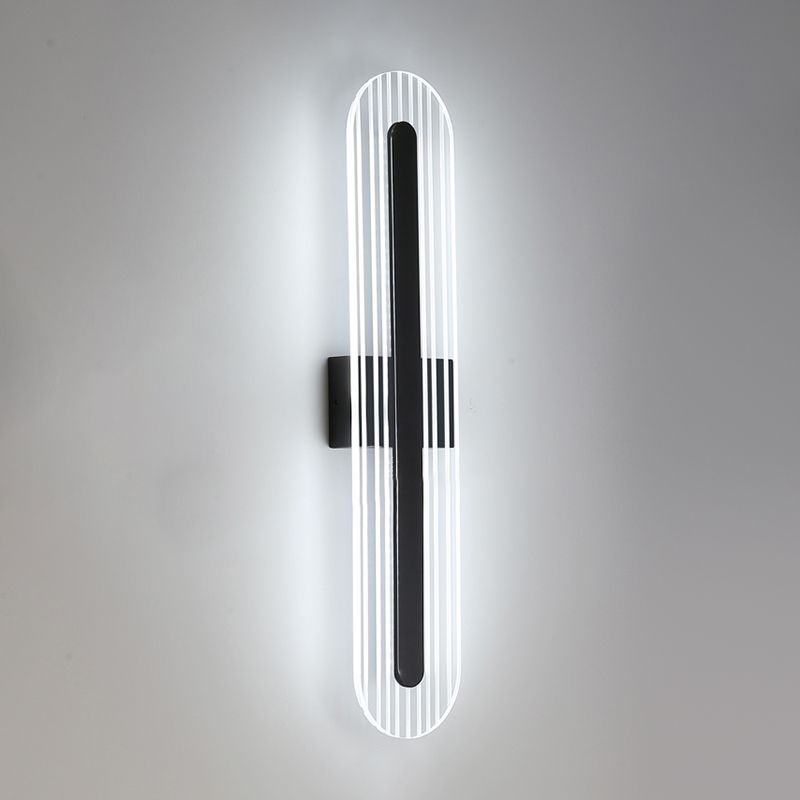 Oval Shade Metal Wall Sconce Modern Style 1 Light Wall Mount Light Fixture in Black