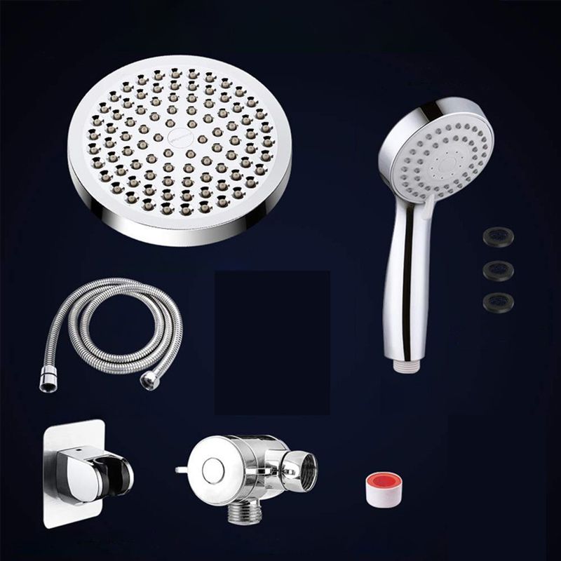 Silver Dual Shower Head with Hose Modern Style Wall-Mount Showerhead