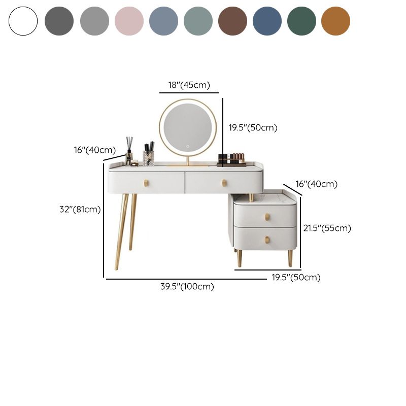 Modern with Drawer Lighted Mirror Solid Wood Bedroom Vanity Dressing Table