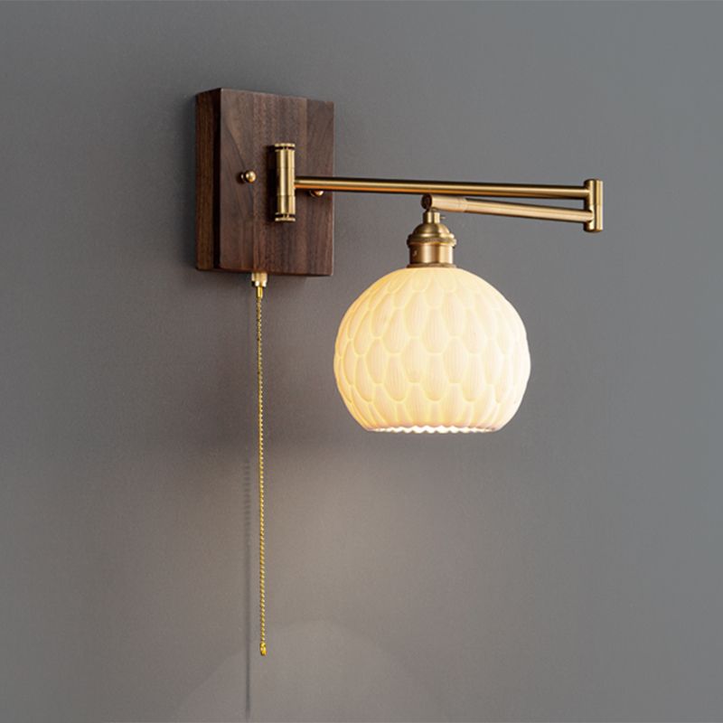 Metal Modern Wall Sconce Geometric Shape Wall Light with Ceramic Shade for Living Room
