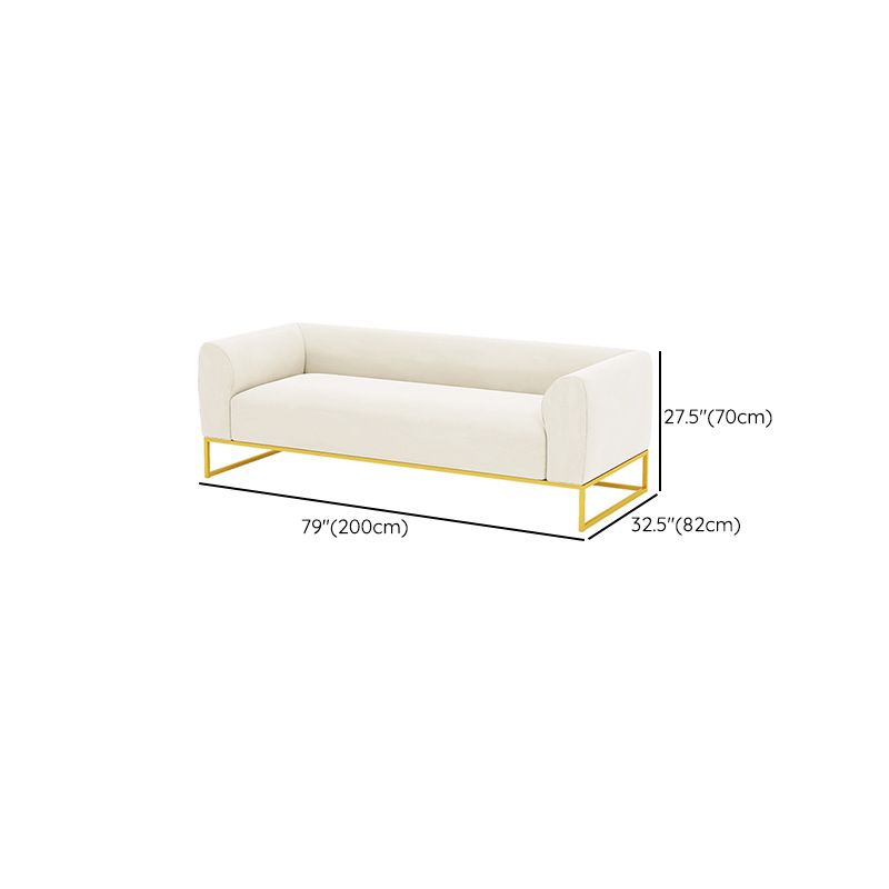 Modern 27.55" H Wood Frame Tuxedo Arm Sofa in White for Living Room