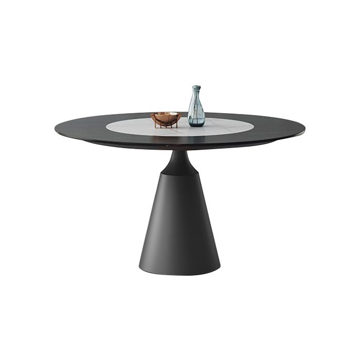 Modern 1/3/4/5 Pieces Black Dining Table Set with Sintered Stone Top Round Dinette Set