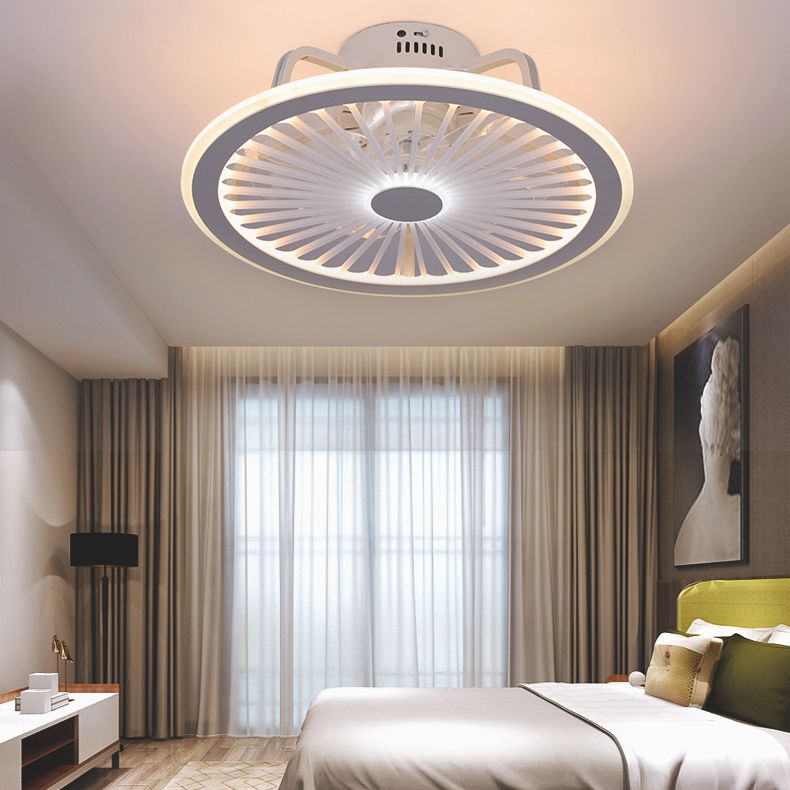 Runde Wohnzimmer Deckenlüftungslampe Metallic Moderne LED Semi Flush Leuchte