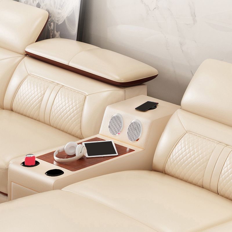 Contemporary Genuine Leather Stain-Resistant Sloped Arms Sofa & Chaise