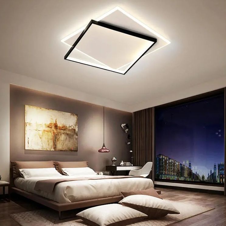 Black and White Geometric Surface Mounted LED Ceiling Light Nordic Acrylic Flush Light for Study Room