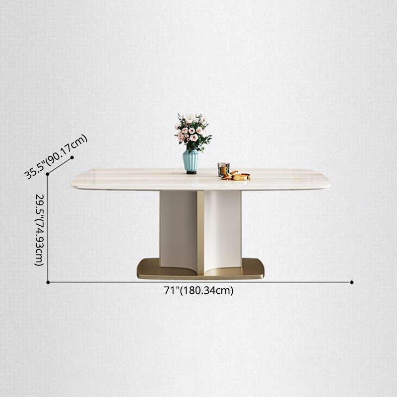Modern Style Marble Table with White Table and Pedestal Base for Home Use