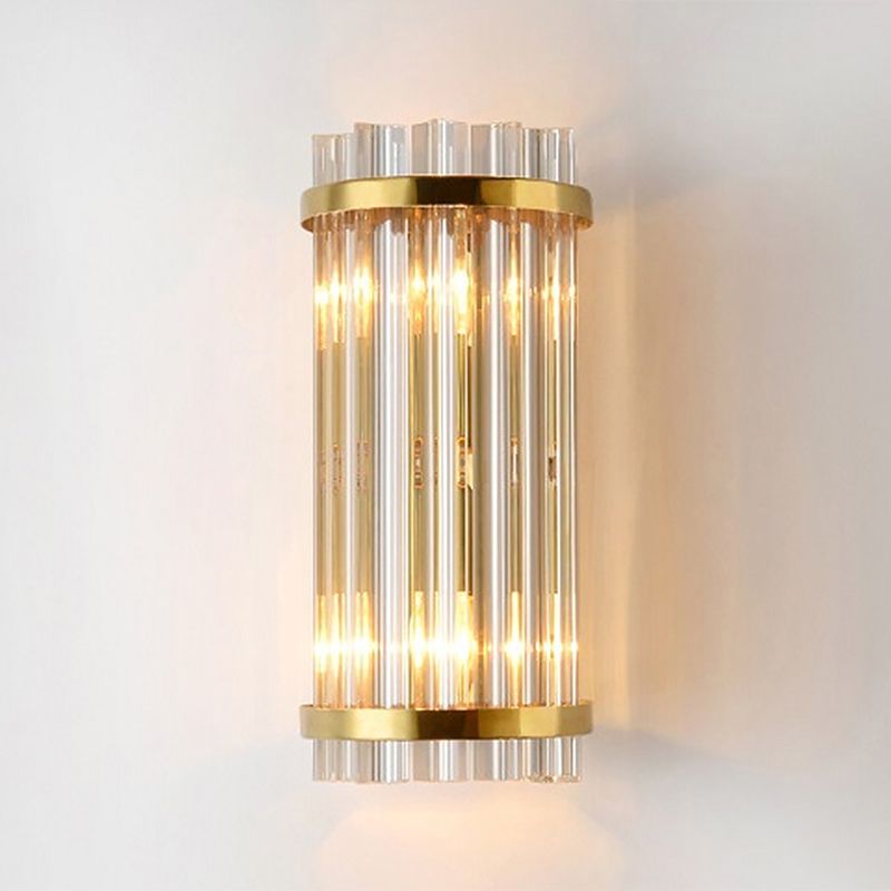 Contemporary Sconce Light Fixture Gold Shaded Wall Light Fixture with Crystal Shade
