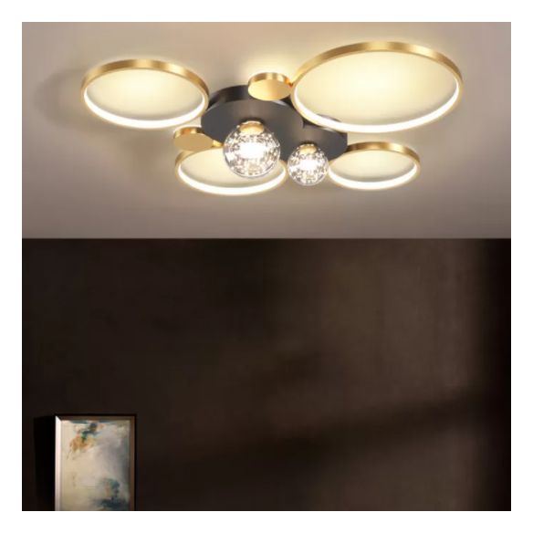Minimalismo, círculos geométricos nórdicos, luz LED de techo, bola de cristal transparente, cadena de luces LED, accesorio de iluminación para sala de estar