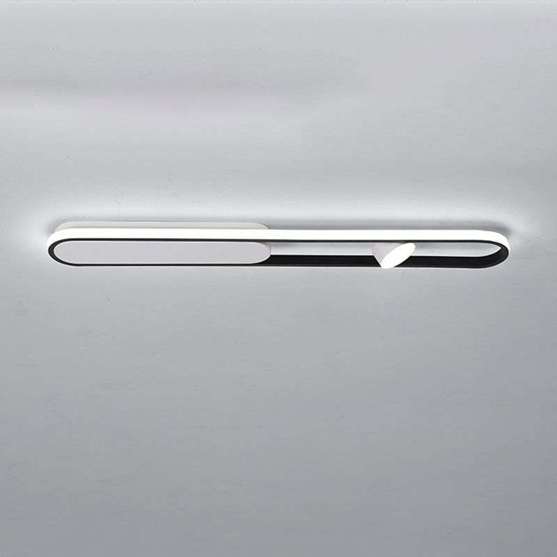 Lámpara de techo LED de aluminio nórdico, foco empotrado oblongo, color blanco y negro, para pasillo