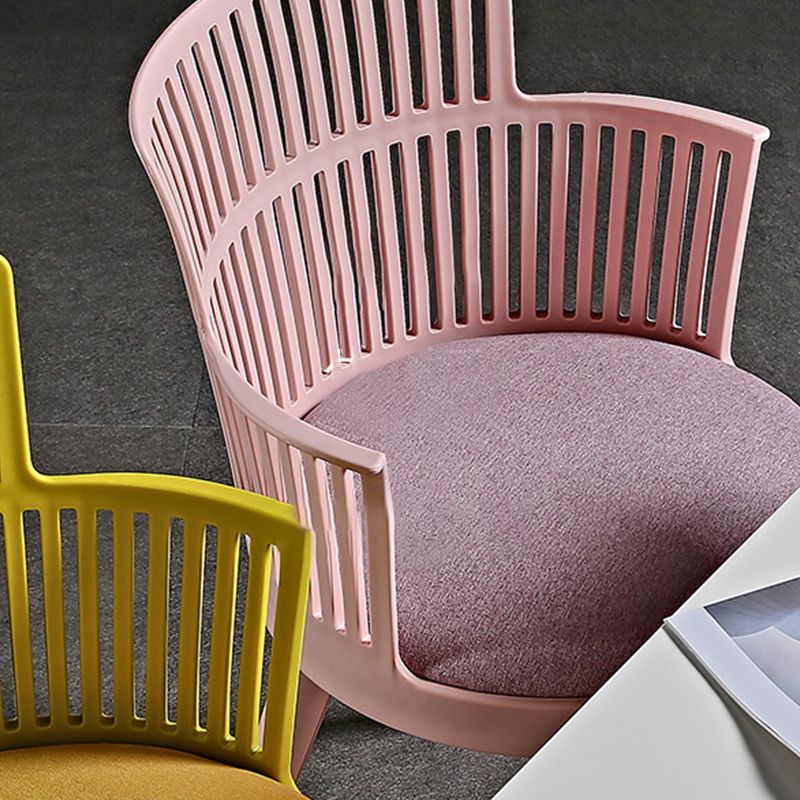 Glam Plastic Frame Dining Armchair Upholstered Fabric Arm Chair