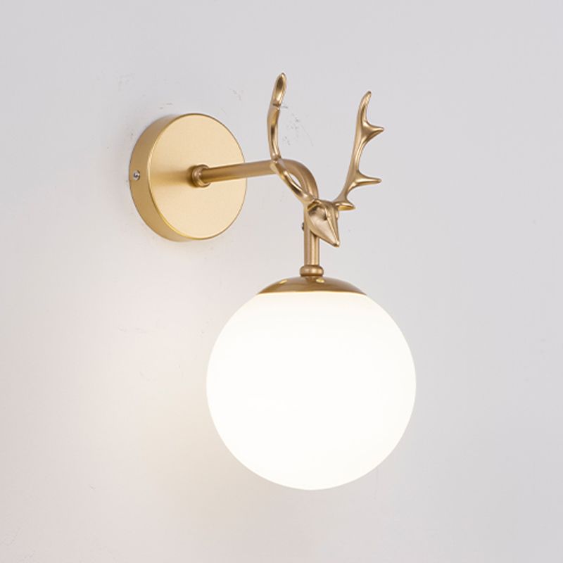 Glass Spherical Shape Wall Light Modern Style 1 Light Wall Mount Fixture for Living Room